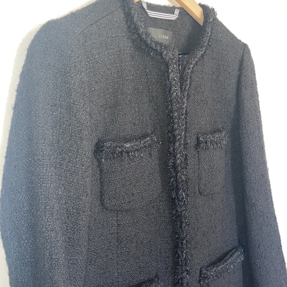 J Crew Lady Coat Black Tweed Wool Fringe Trim size 2 NWOT - Picture 10 of 10